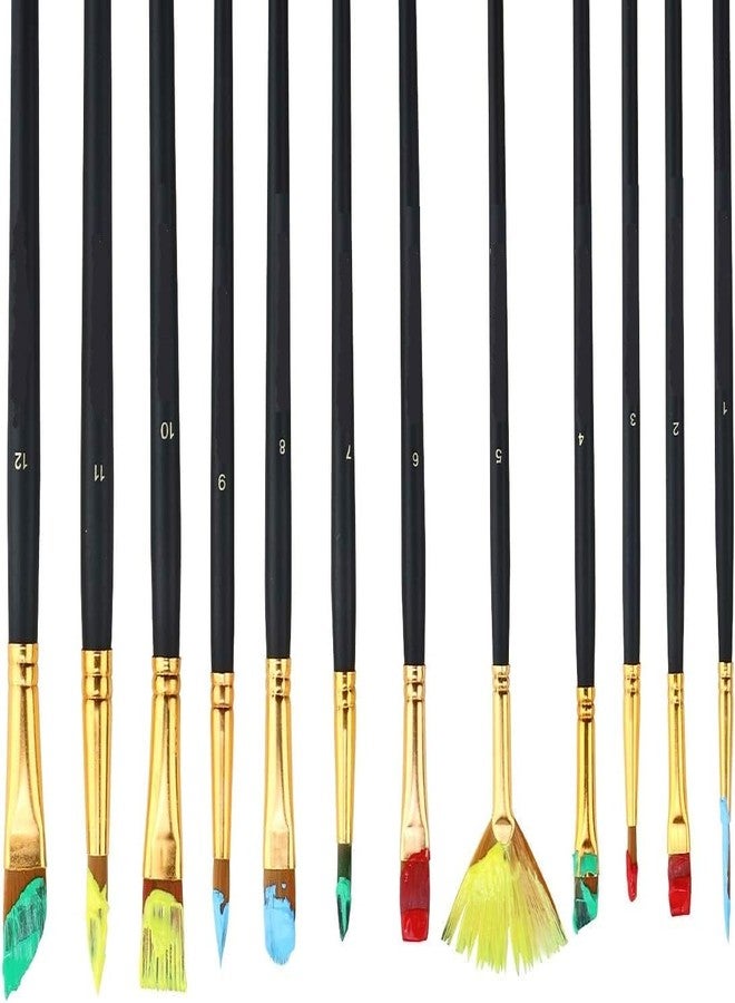 H B MSALA (DEVICE) Acrylic Paint Brushes Set 12 Pieces, Nylon Bristle Paintbrushes for Acrylic Painting, Oil and Watercolor Brushes for Body Face, Arts Crafts and Painting Supplies Gifts Artists (Gold) - Image 3